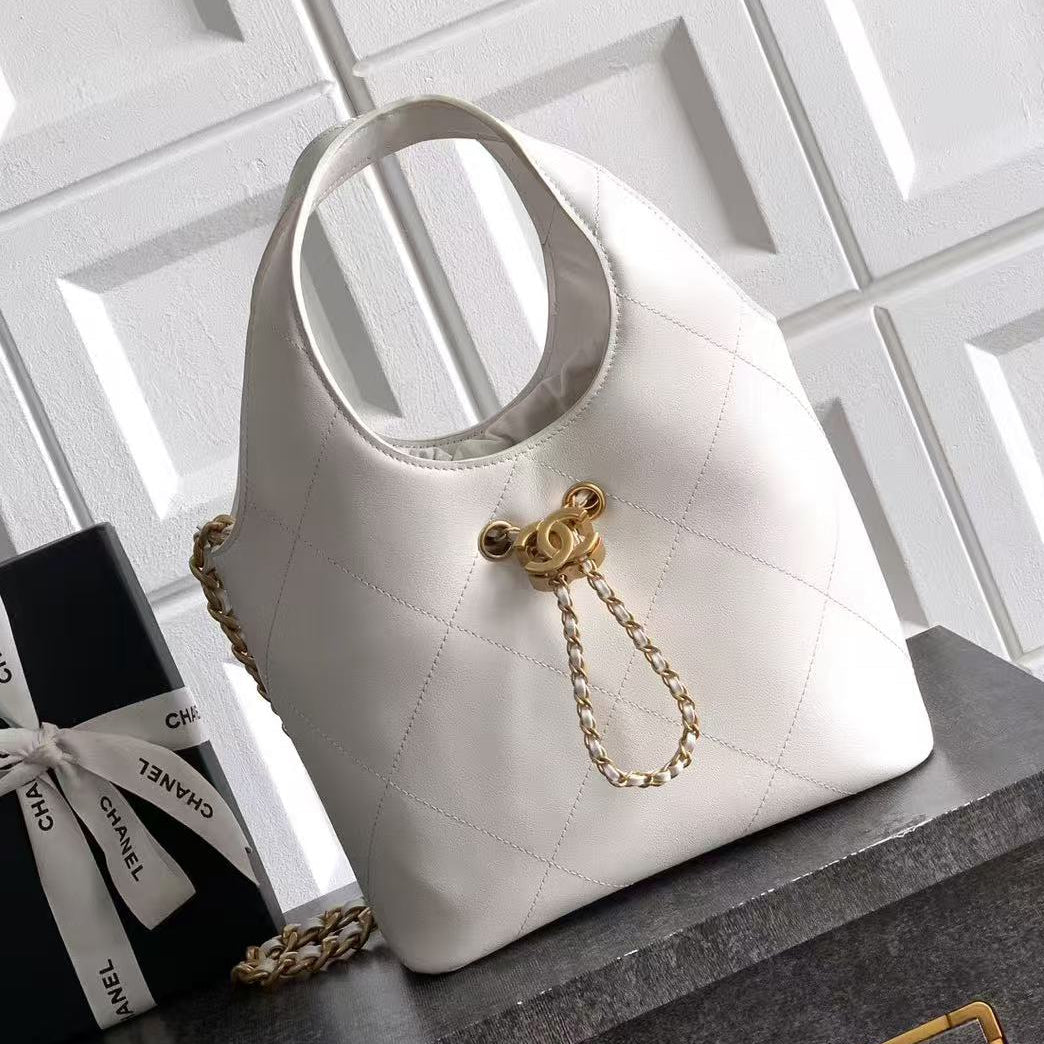 Chanel 2026 Small Shopping Bag 22cm White Calfskin