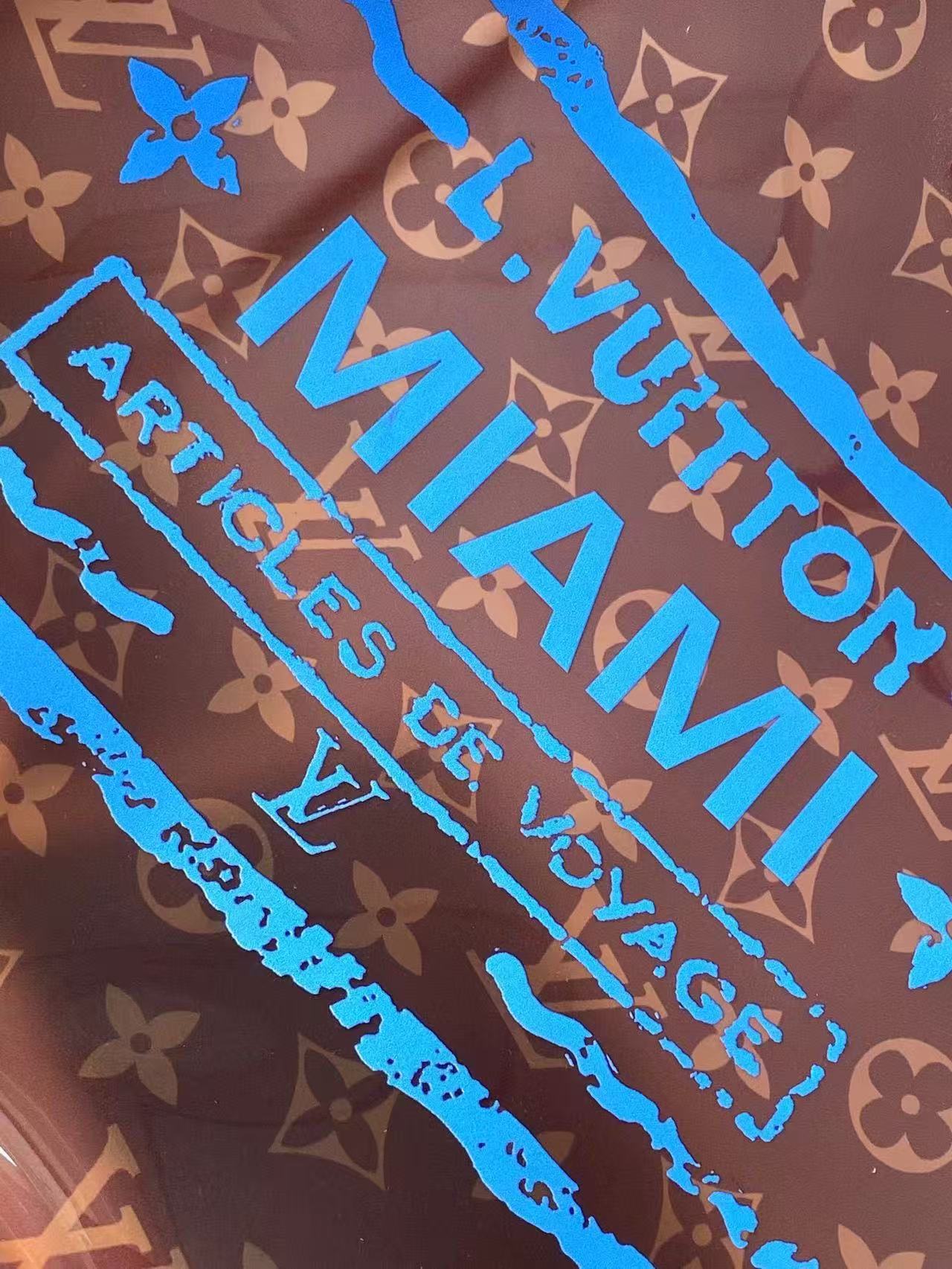 LV 2026 Neverfull MM 39cm Brown Beige Monogram Canvas Leather With Blue Letter
