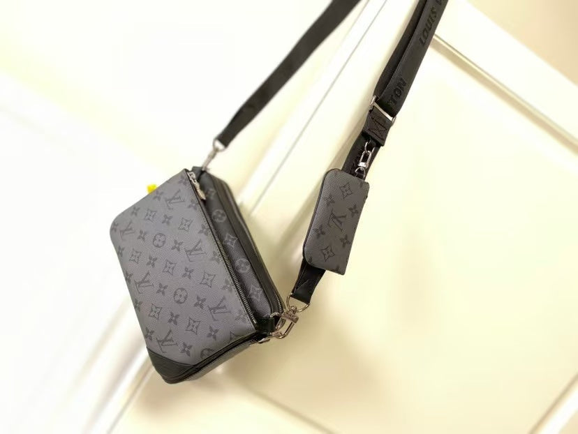 Louis Vuitton 2026 Trio Messenger Bag 26cm Grey Black Monogram Eclipse Canvas