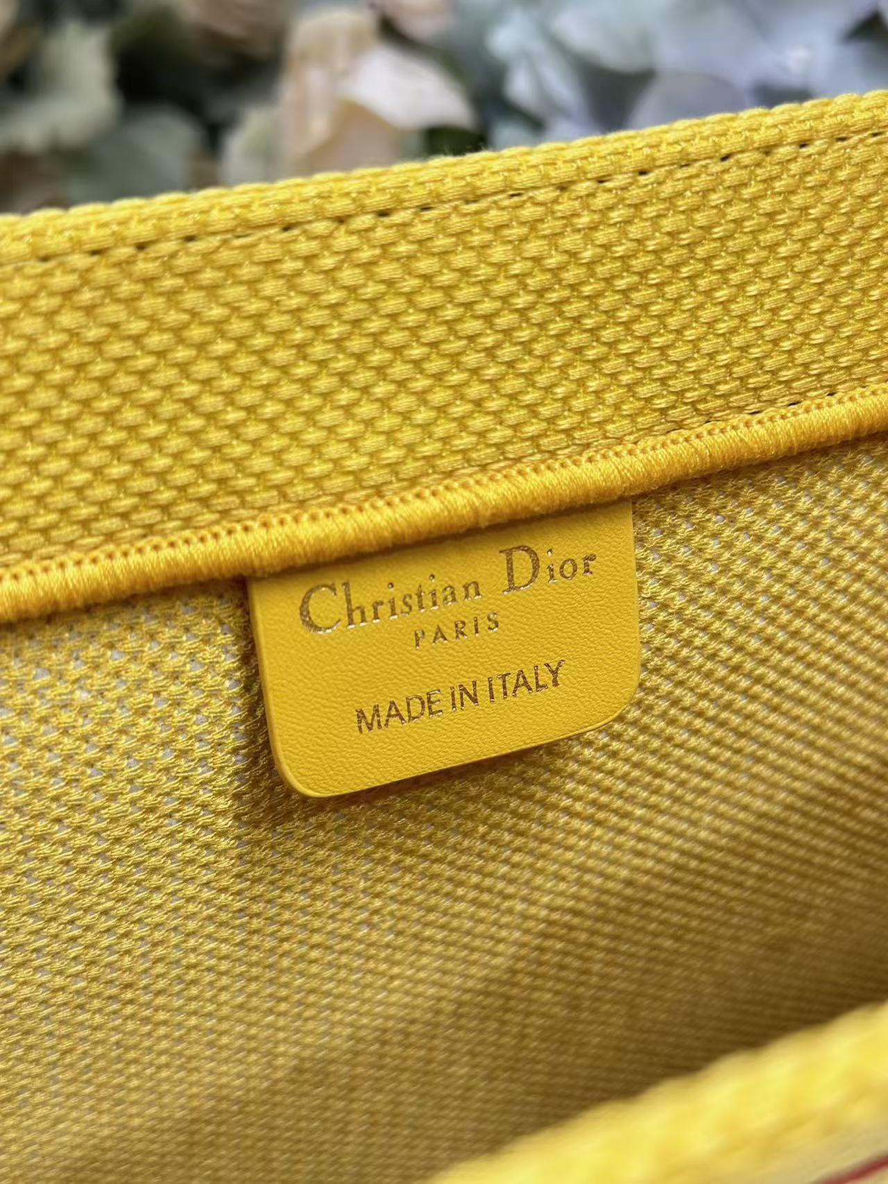 Dior 2026 Book Tote with Strap Yellow and Red Book Cover Embroidery