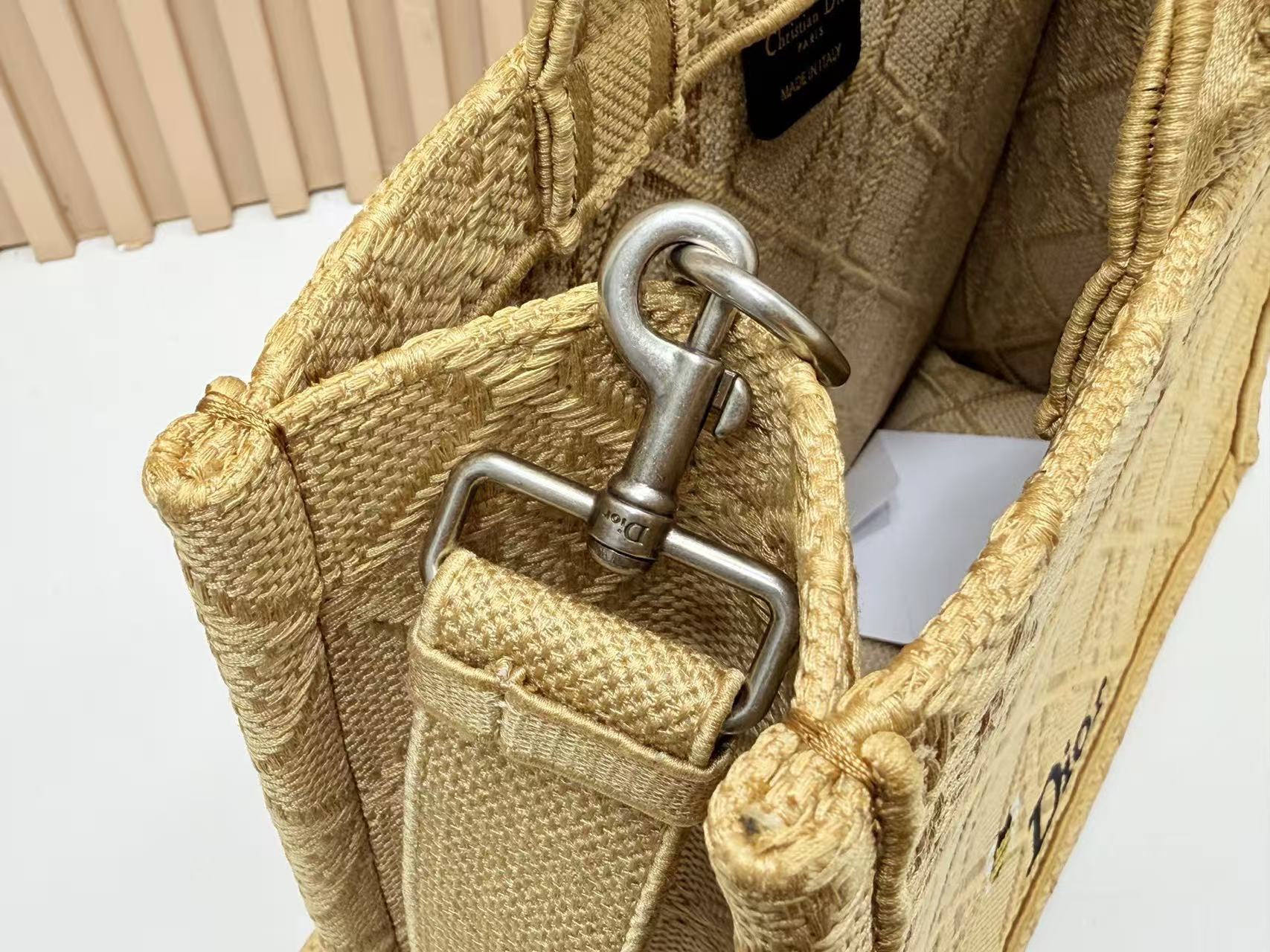 Dior 2026 Book Tote with Embroidered Bee Yellow Canvas