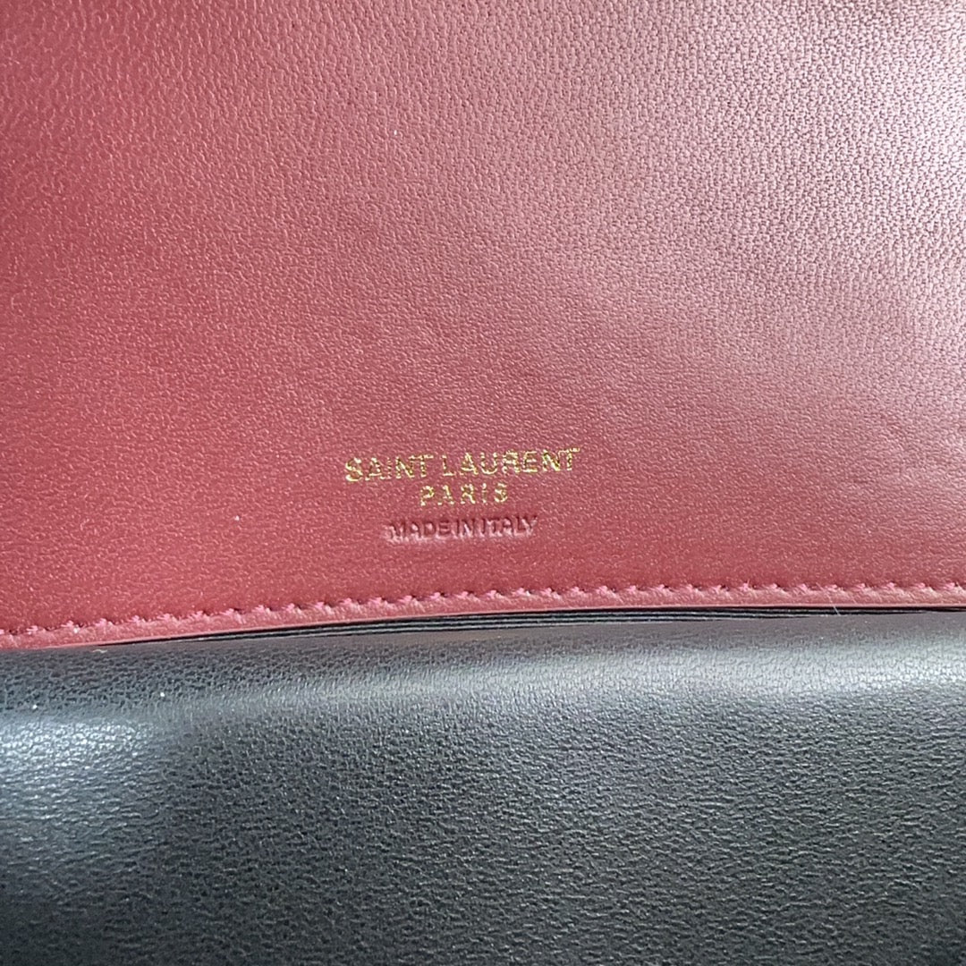 YSL 2026 Loulou Bag 24cm Burgundy Red Lambskin