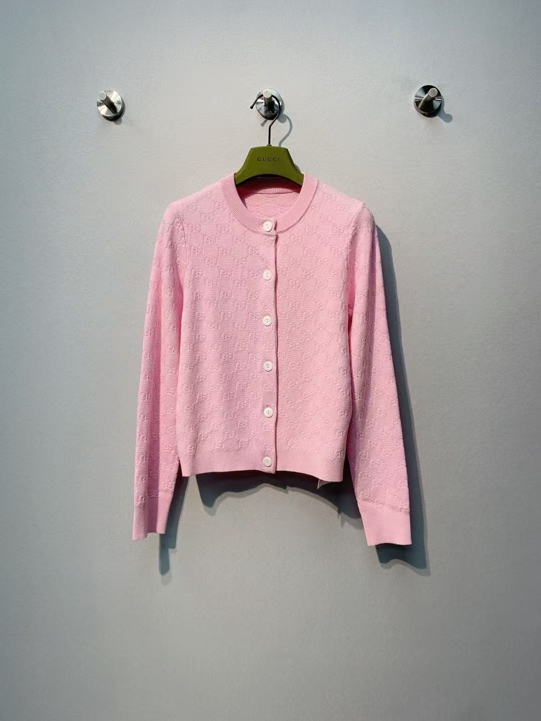 Gucci 2026 Cardigan Blue and Pink Wool 878804
