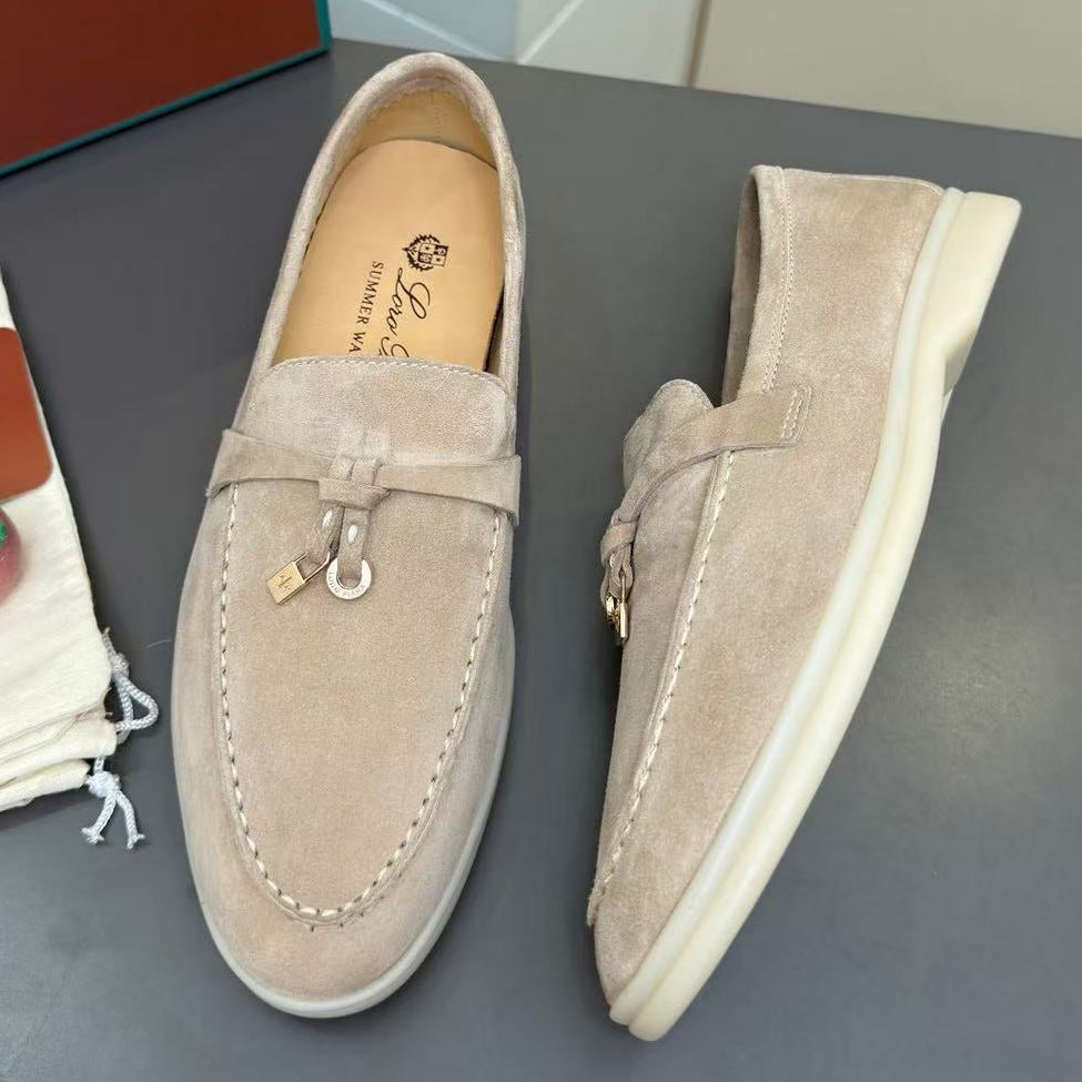 Loro Piana Summer Charm Walk Loafer Sand Stone Suede 729099
