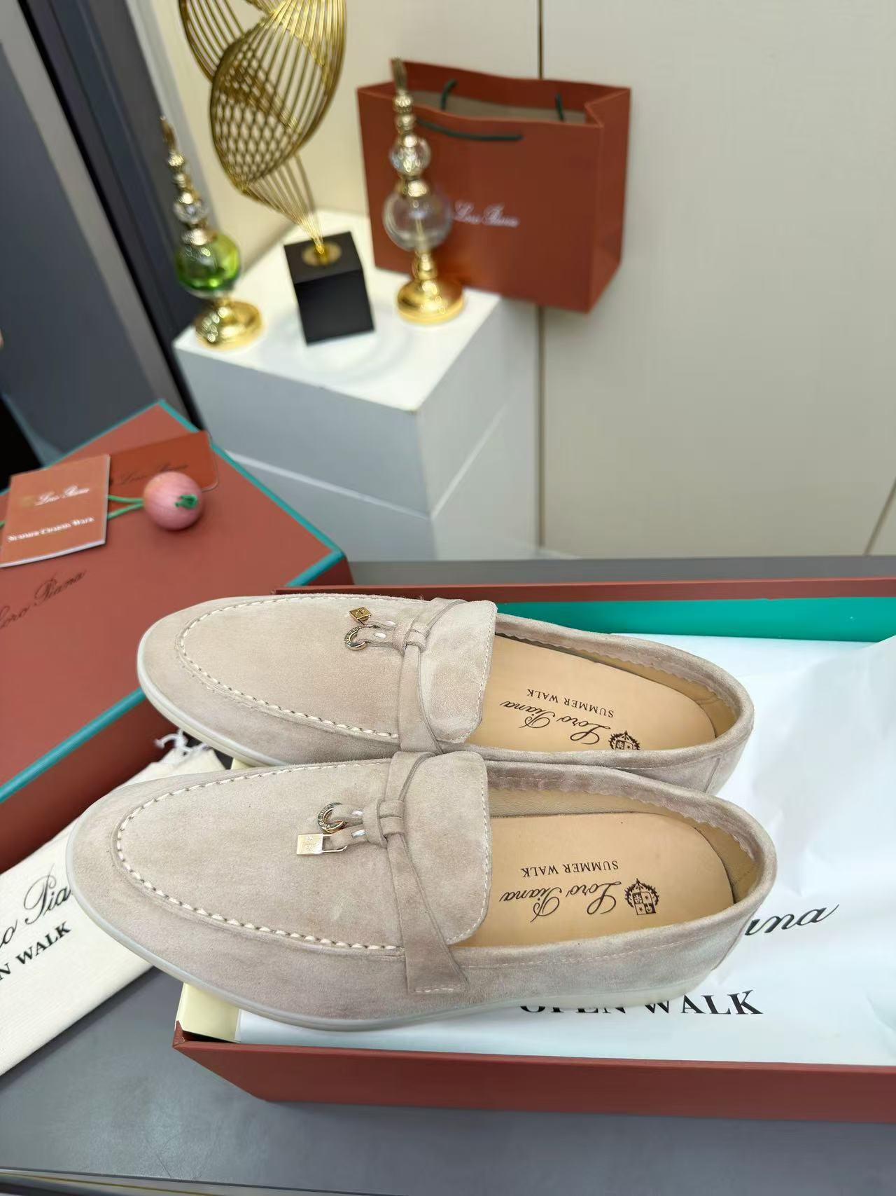 Loro Piana Summer Charm Walk Loafer Sand Stone Suede 729099