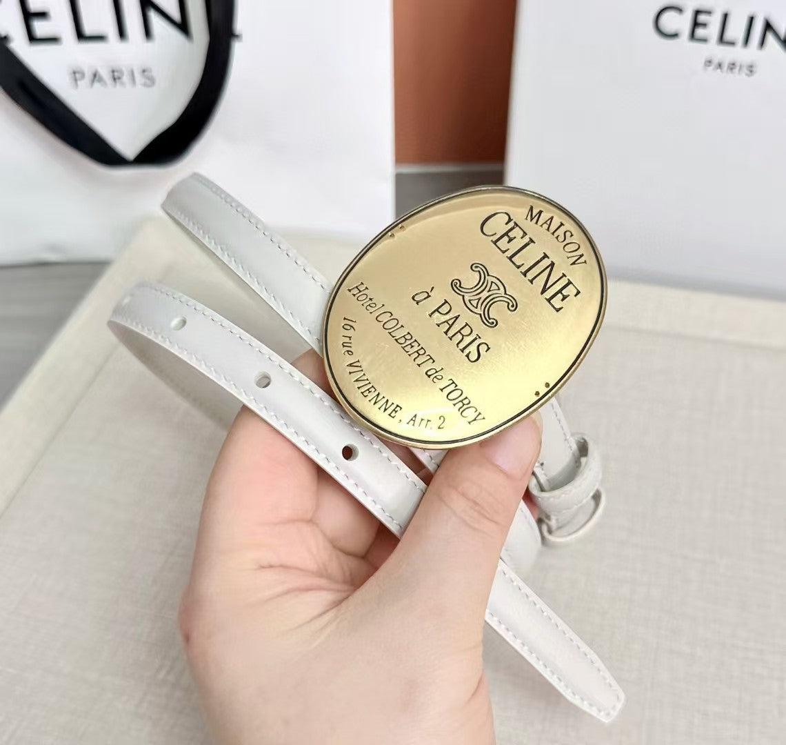 Celine Paris Belt With Signature Round Buckle
