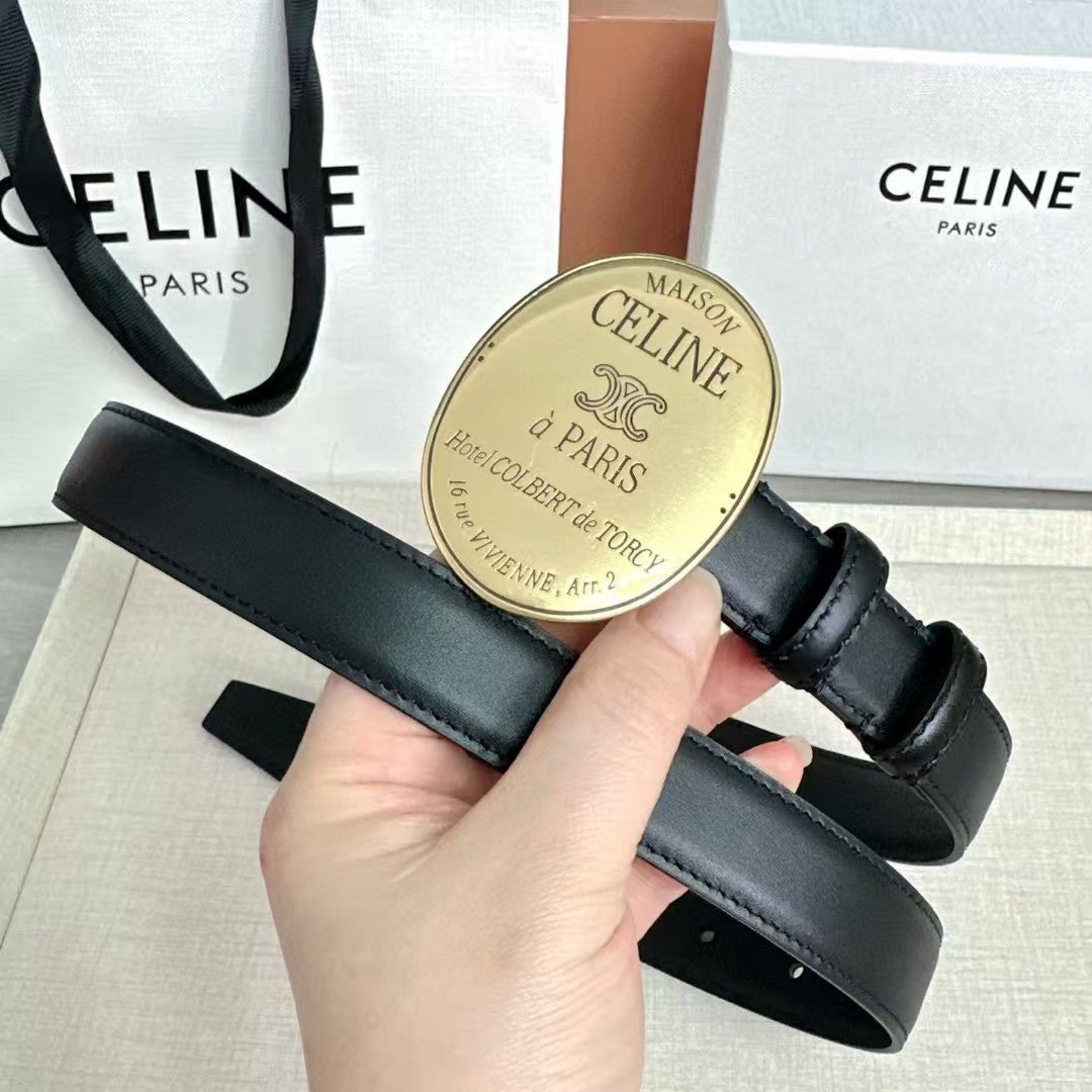 Celine Paris Belt With Signature Round Buckle
