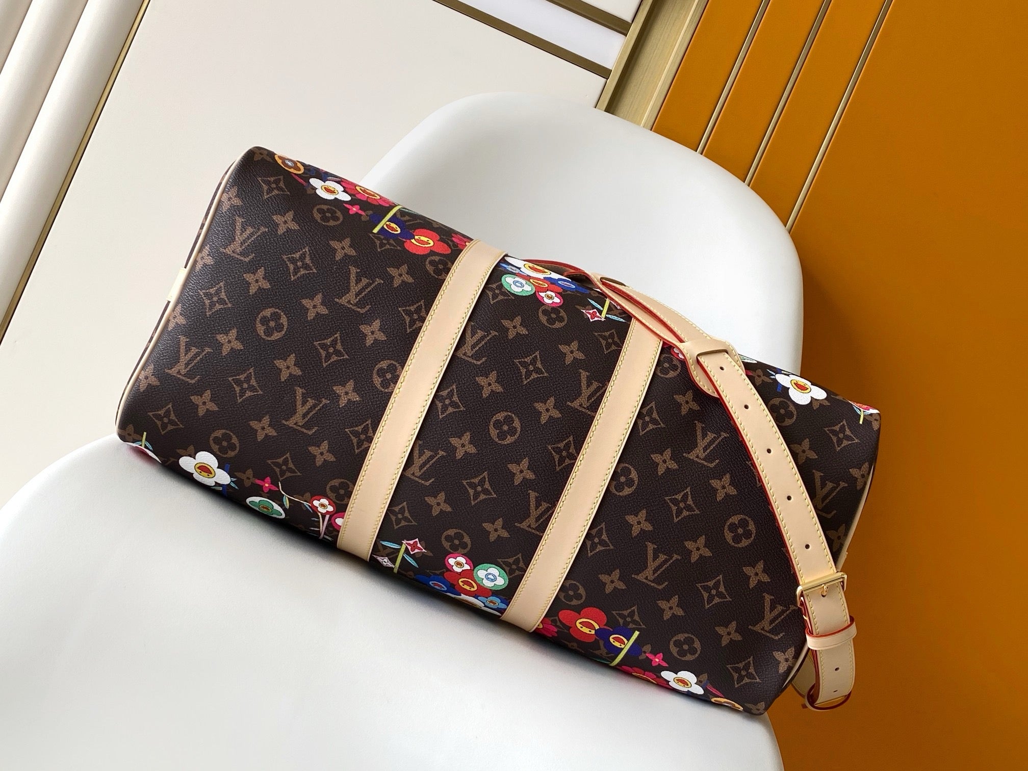 Louis Vuitton x Takashi Murakami 2026 Keepall Bandoulière 45 Brown Leather Canvas