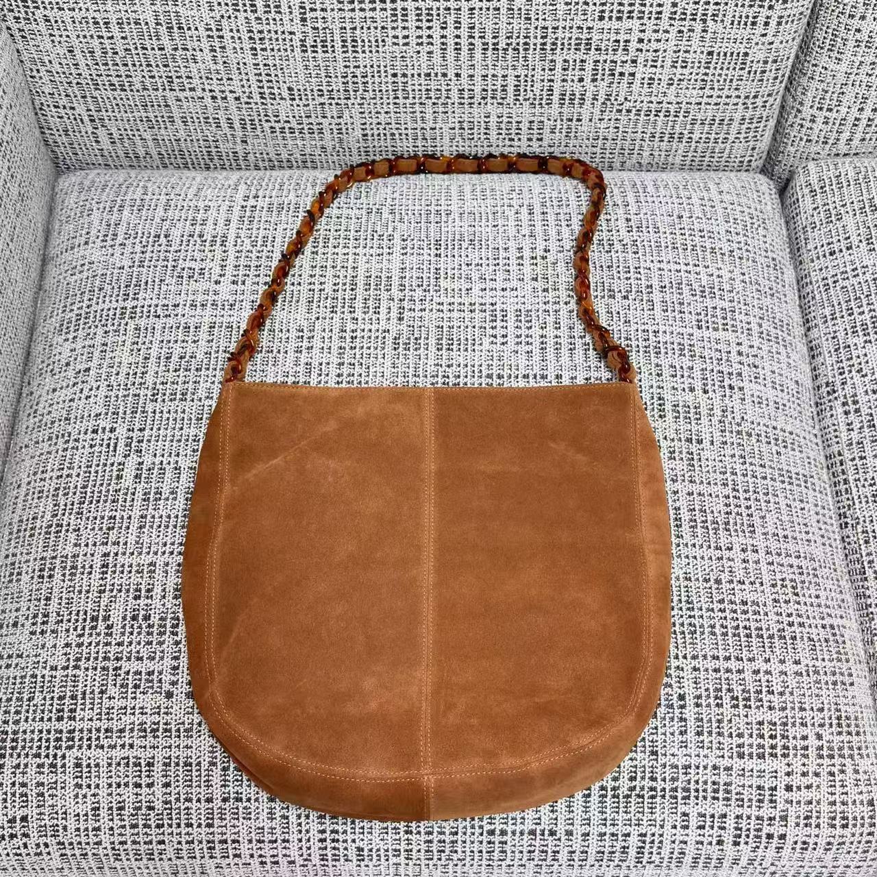 Chanel 2026 Shoulder Bag 33cm Brown Suede
