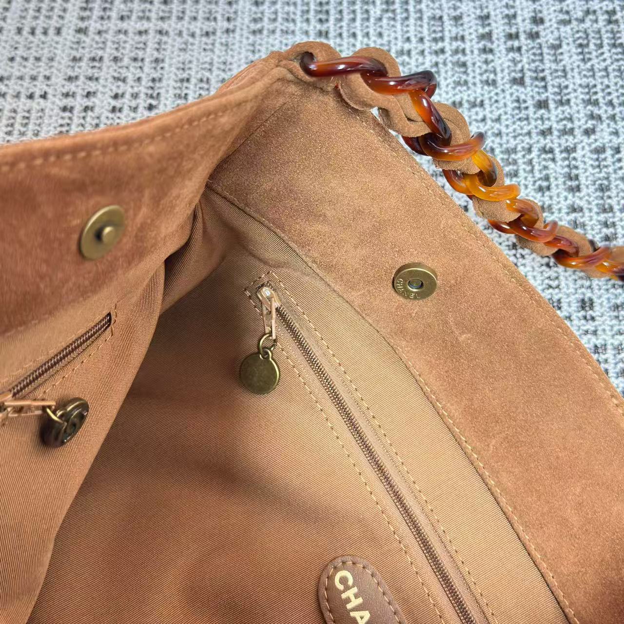 Chanel 2026 Shoulder Bag 33cm Brown Suede