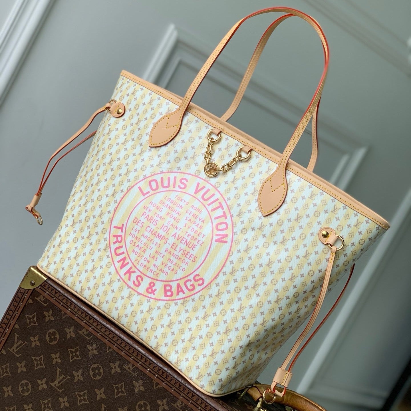 LV 2026 Stamp Collection Neverfull Medium Bag Multicolor Canvas