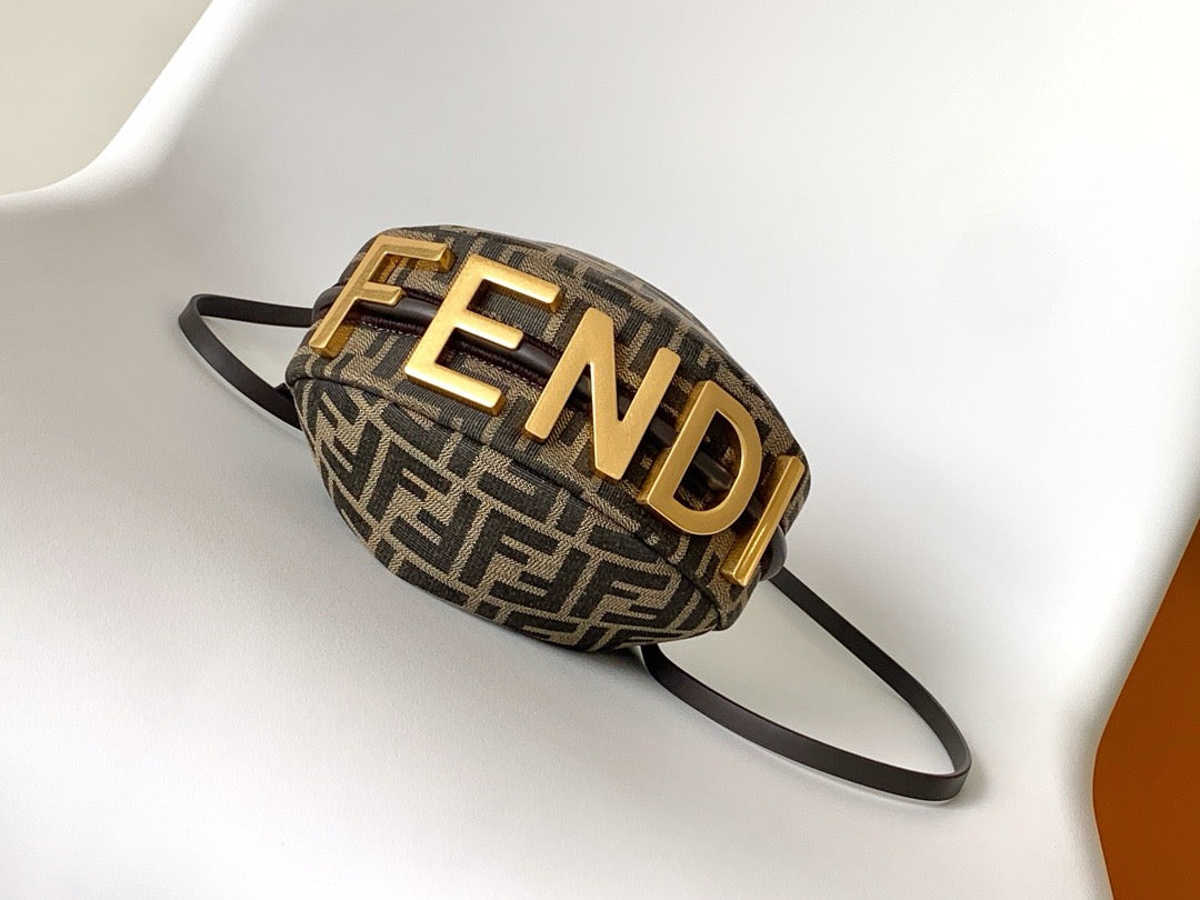 Fendi 2026 Fendigraphy Bag 20cm Brown Fabric Leather