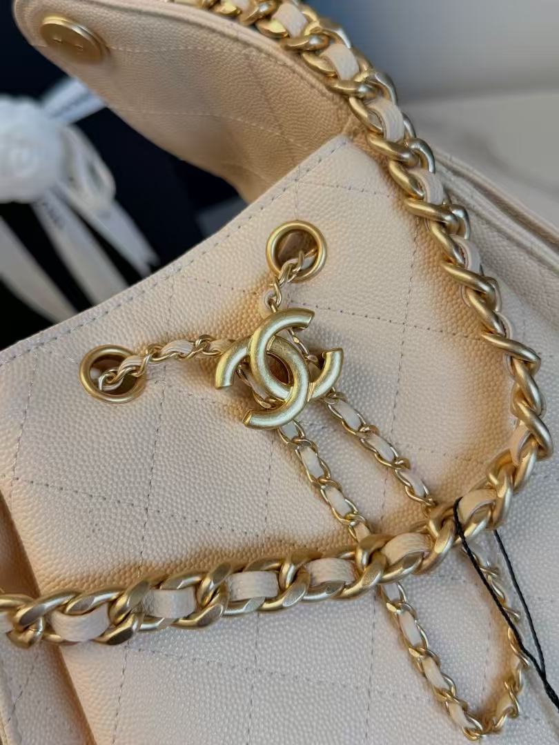 CC 25C Hobo Bags 30cm Light Apricot Grained Calfskin