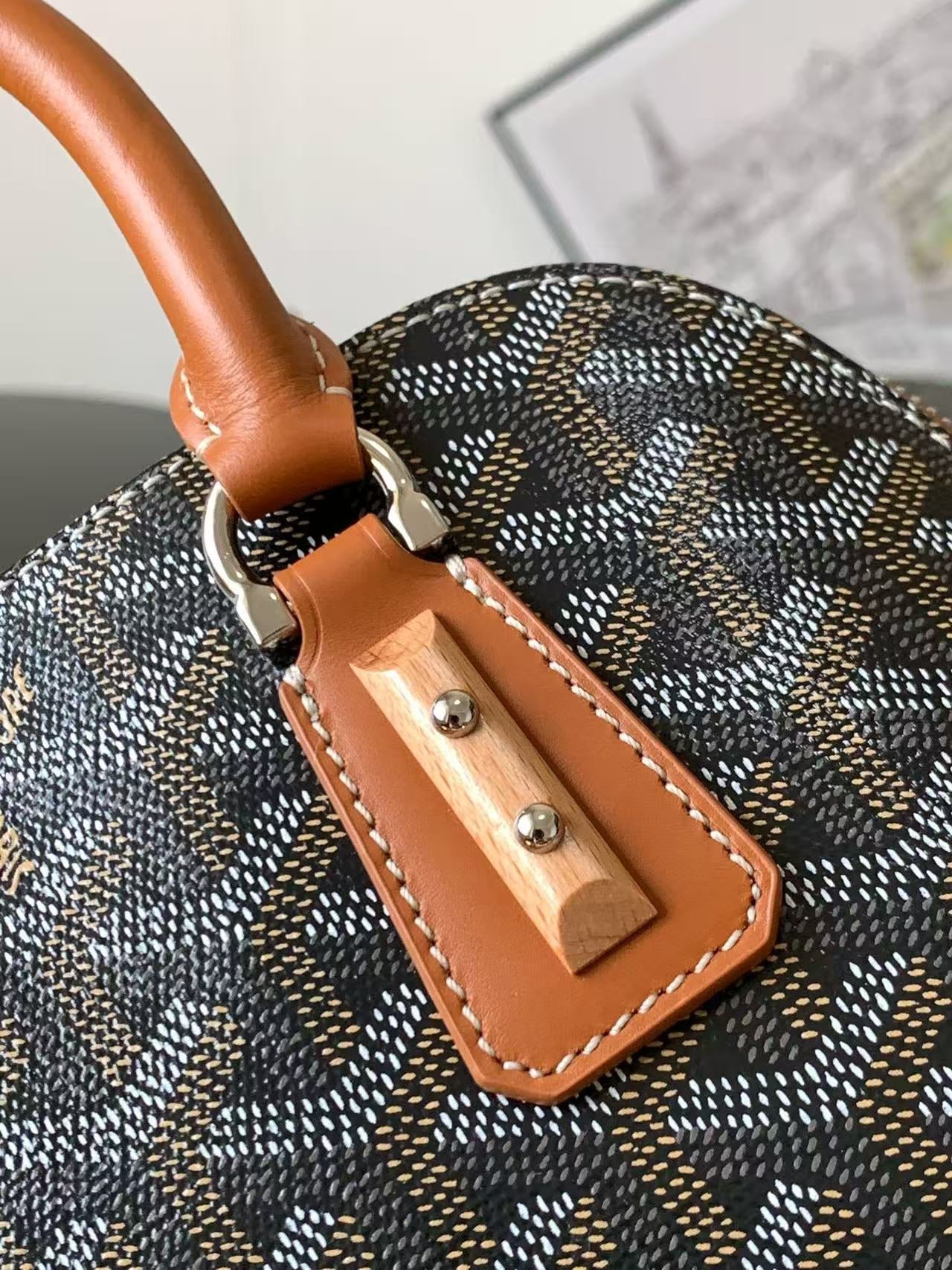 Goyard 2026 Vendome Bag 23cm Brown Black Leather