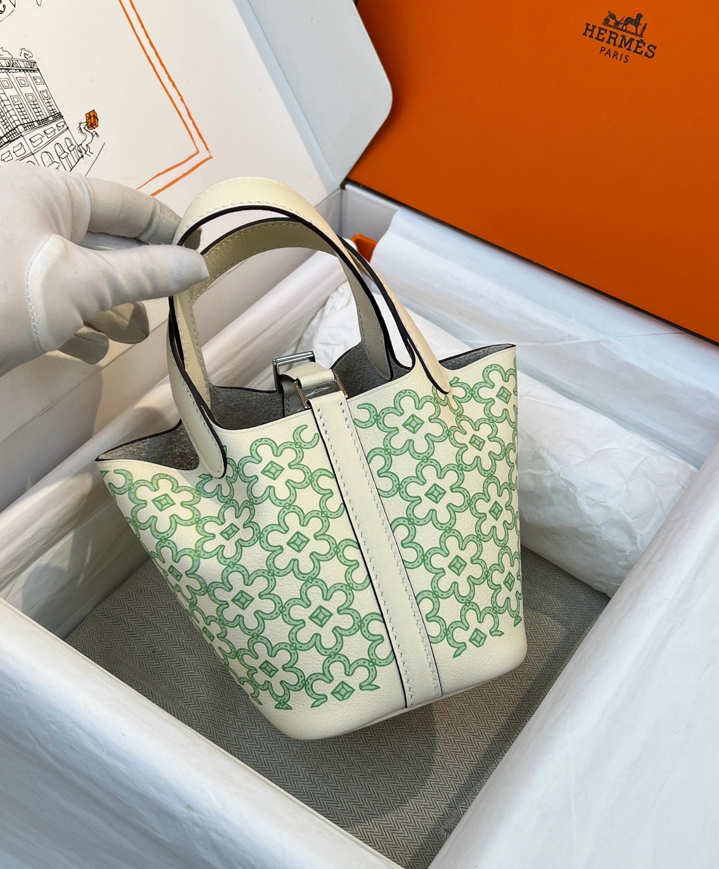 Hermes 2026 Picotin Lock Micro "Lucky Daisy" Bag Swift Leather