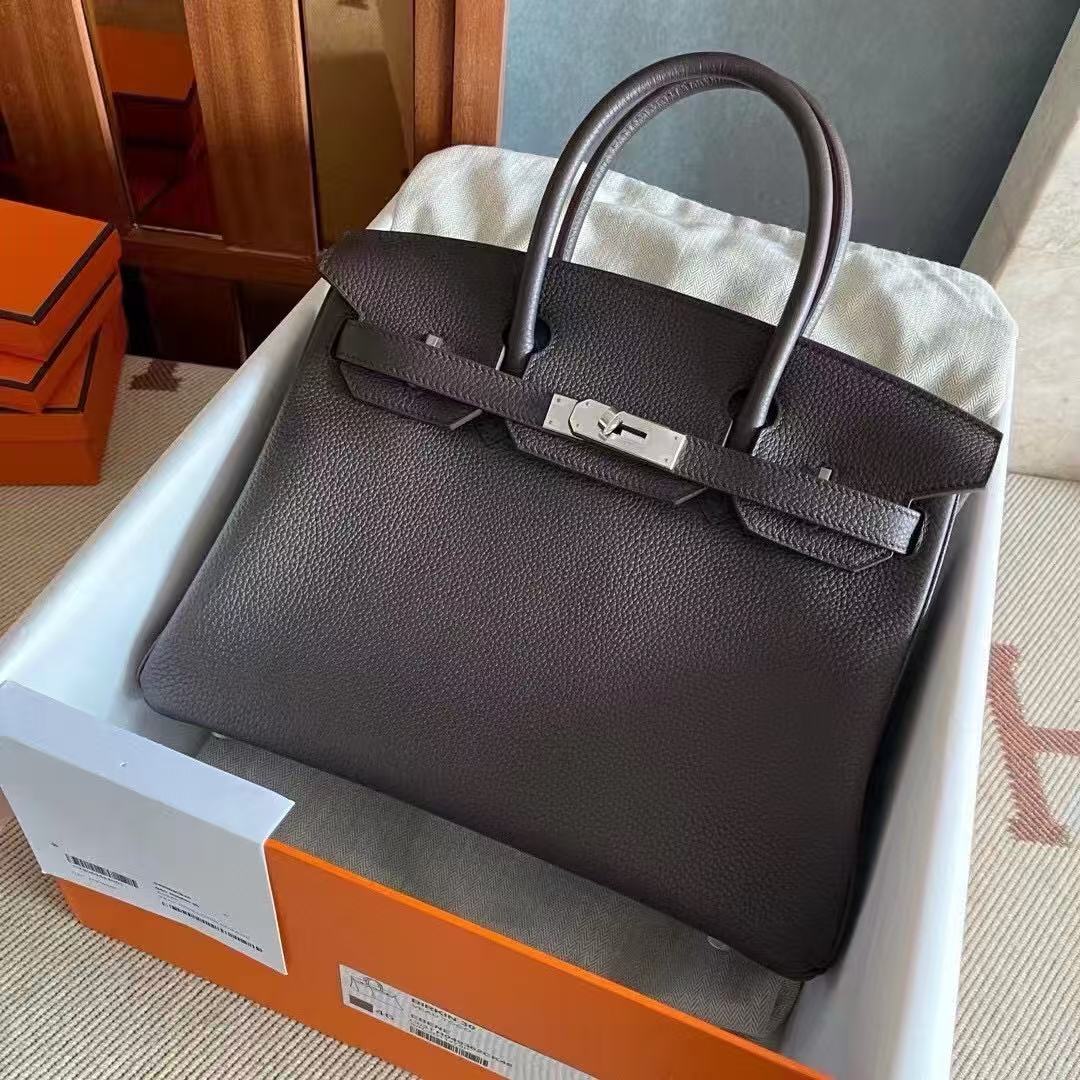 Hermes 2026 Birkin Bag Chocoate Brown Togo Leather Silver Hardware