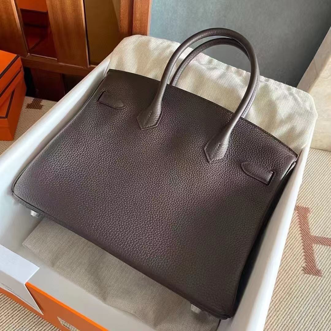 Hermes 2026 Birkin Bag Chocoate Brown Togo Leather Silver Hardware