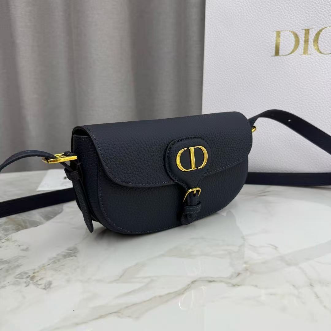 Dior 2026 Bobby Bag 21cm Navy Blue Grained Cowhide