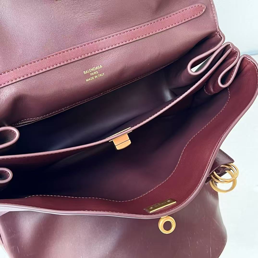 Balenciaga 2026 Rodeo Bag 29 Burgundy Calfskin Gold Hardware
