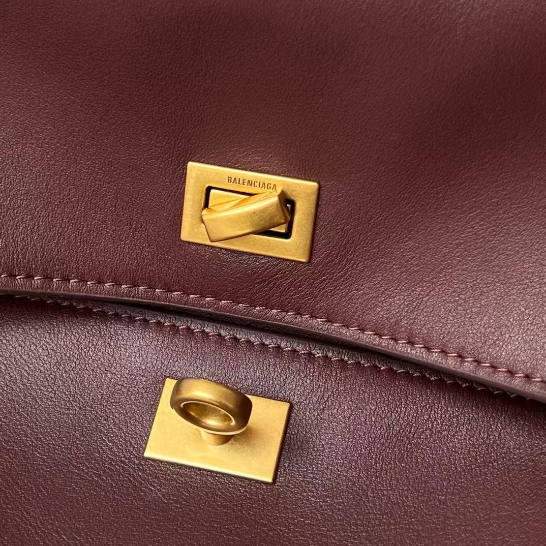 Balenciaga 2026 Rodeo Bag 29 Burgundy Calfskin Gold Hardware