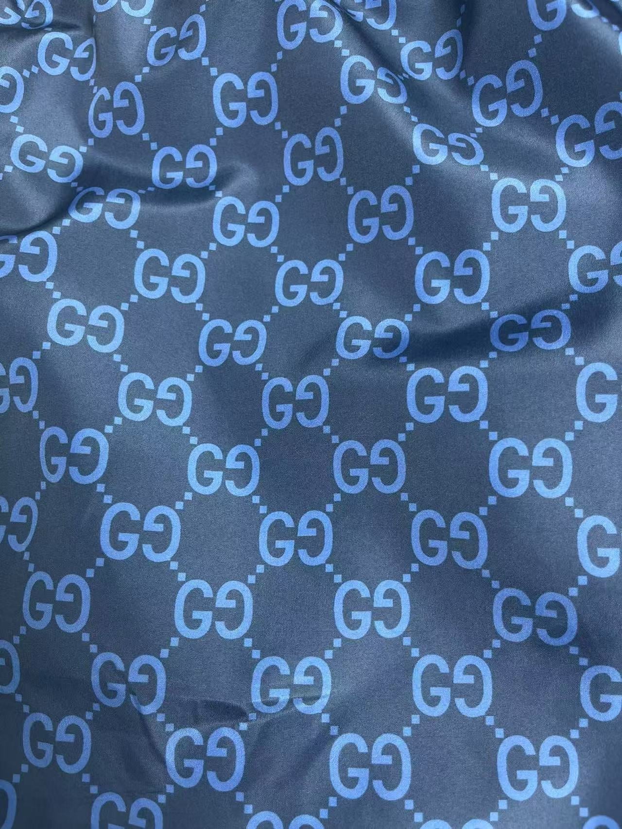 Gucci 2026 Printed Swim Short Navy Blue Poplin Tech