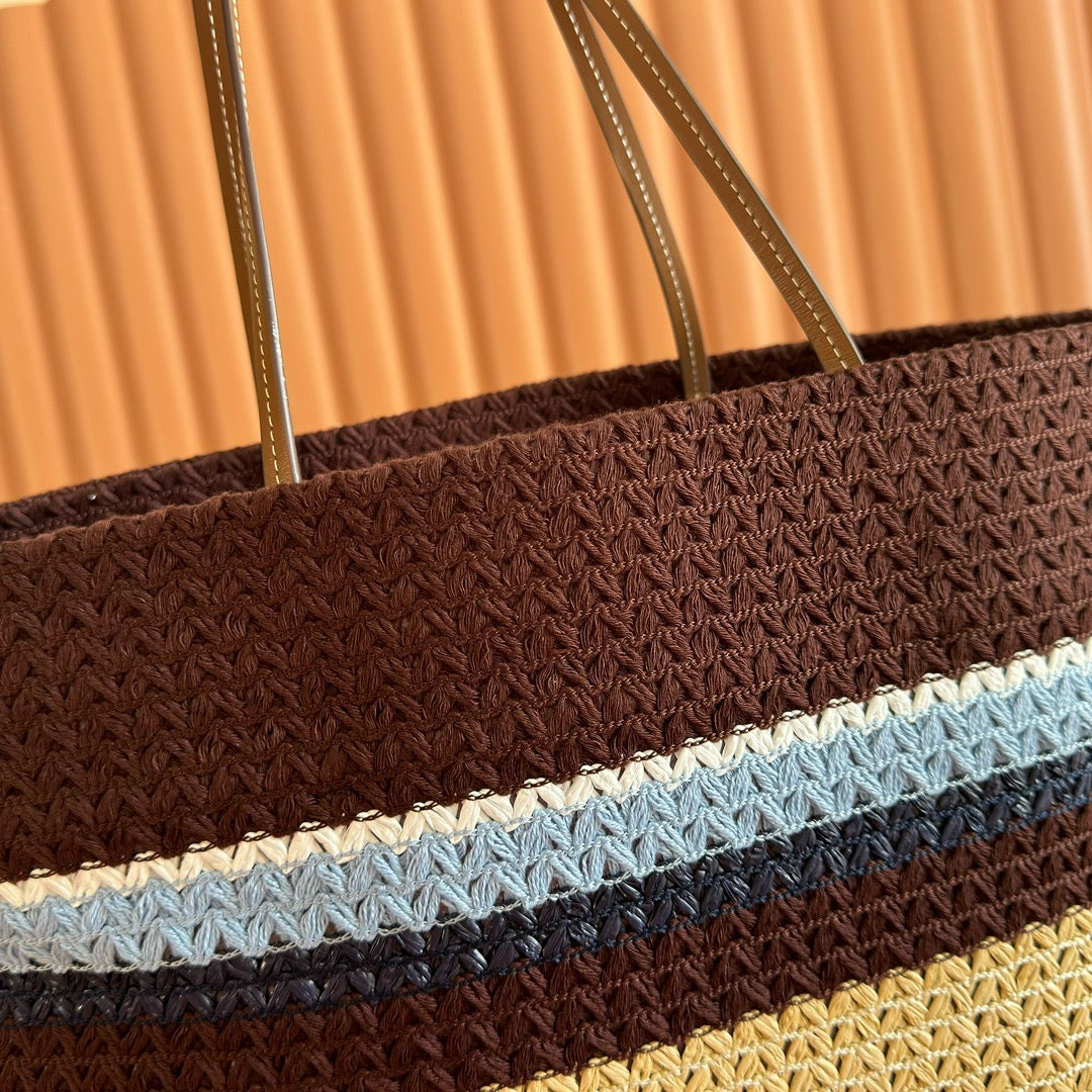Miumiu 2026 Raffia-effect Woven Cocoa Brown Tote Bag