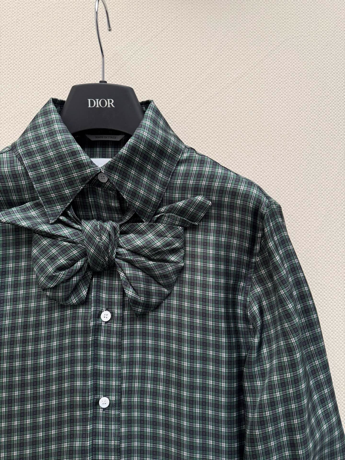 Dior 2026 Bow Shirt Green Cotton
