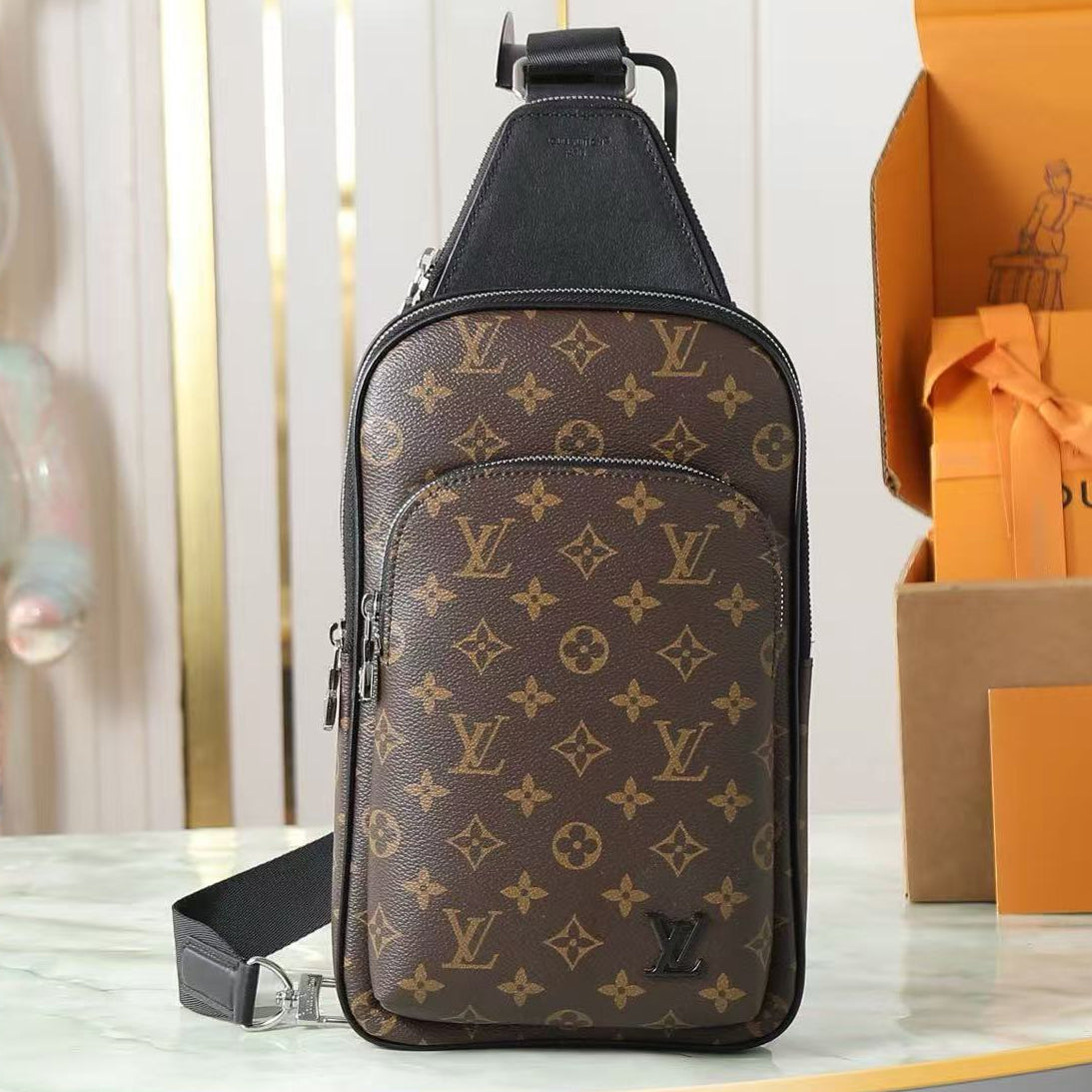 Louis Vuitton 2026 Avenue NM Bag 31cm Brown Black Canvas Cowhide