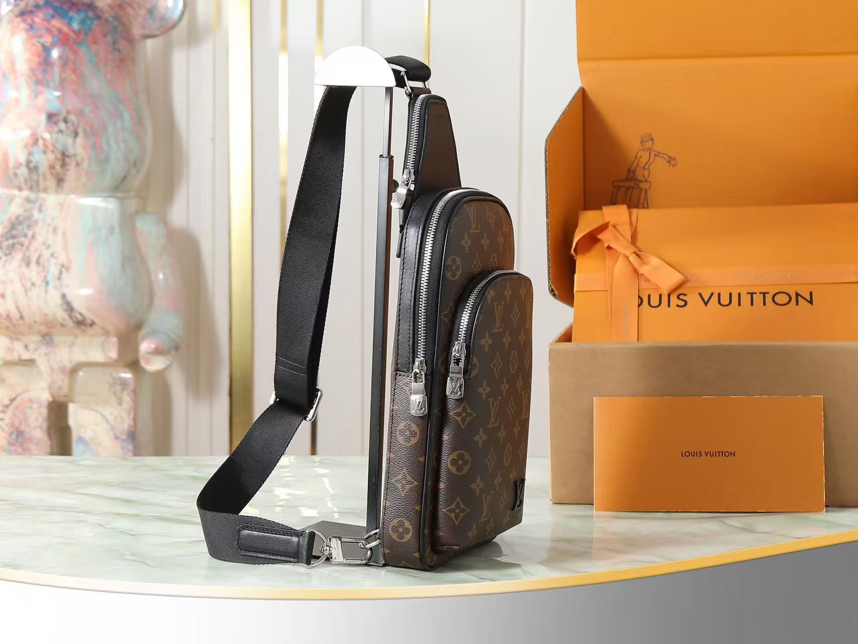 Louis Vuitton 2026 Avenue NM Bag 31cm Brown Black Canvas Cowhide