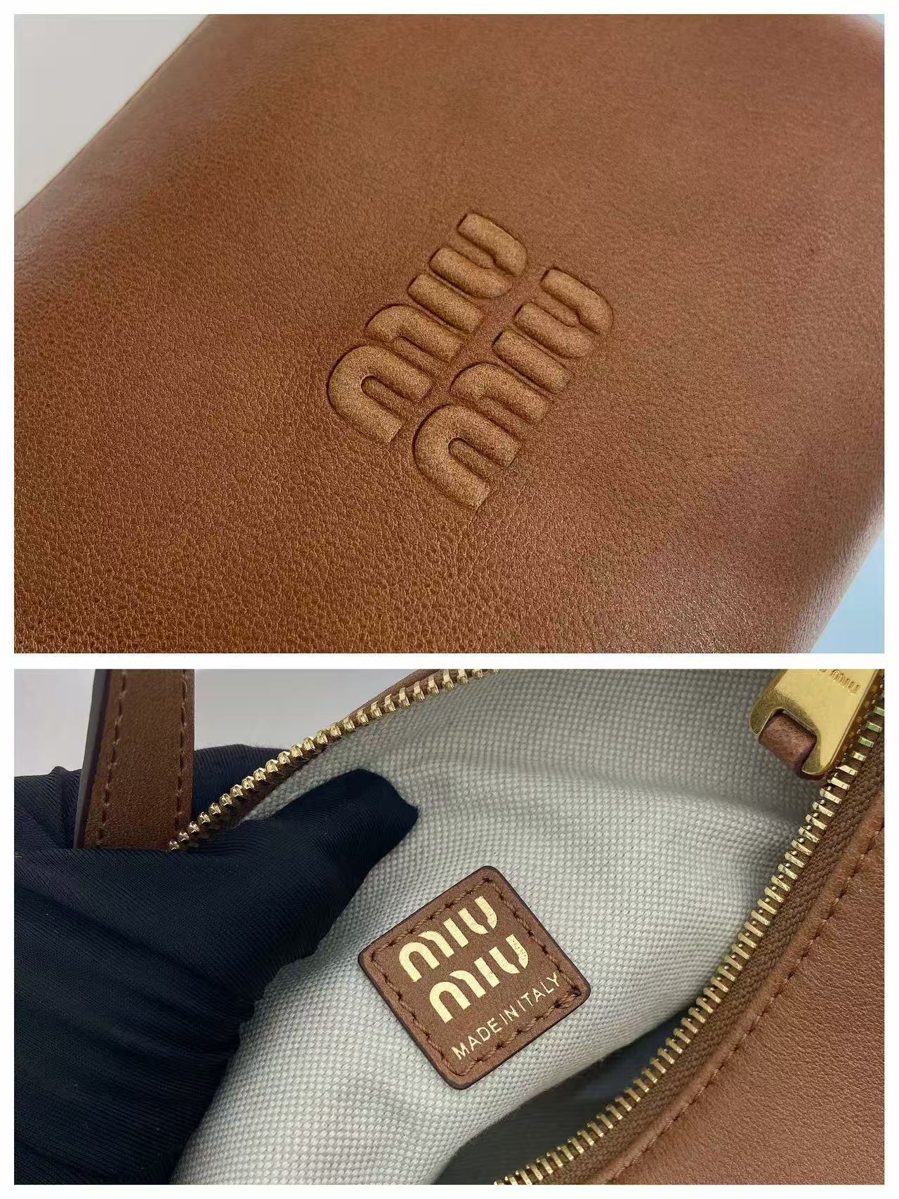 Miumiu 2026 Shoulder Bag 18.5cm Brown Nappa Leather