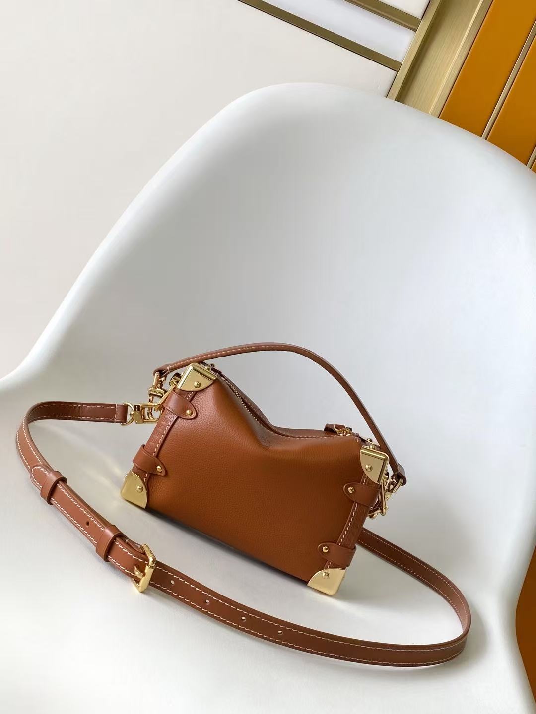 Louis Vuitton 2026 Side Trunk PM Bag 21cm Brown Leather