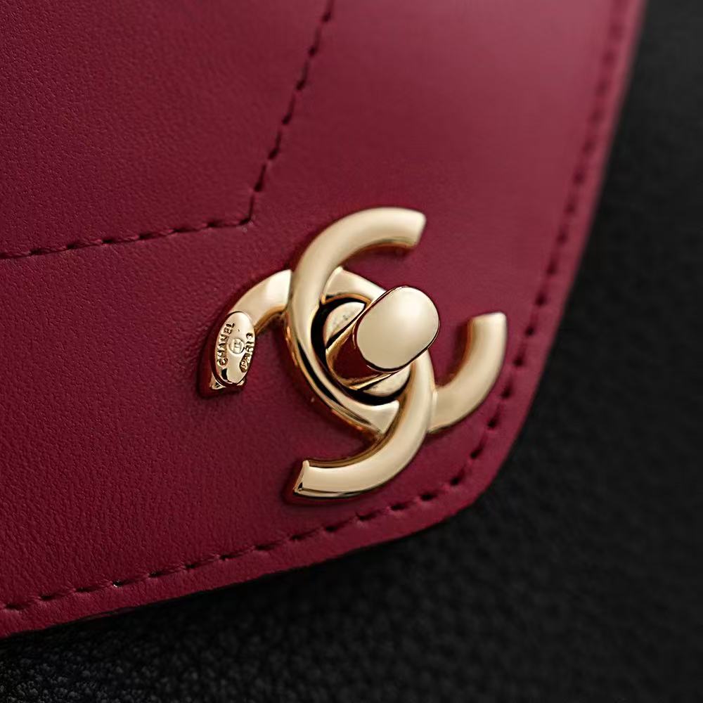 Chanel 2026 Shopping Bag 30cm Black Red lambskin