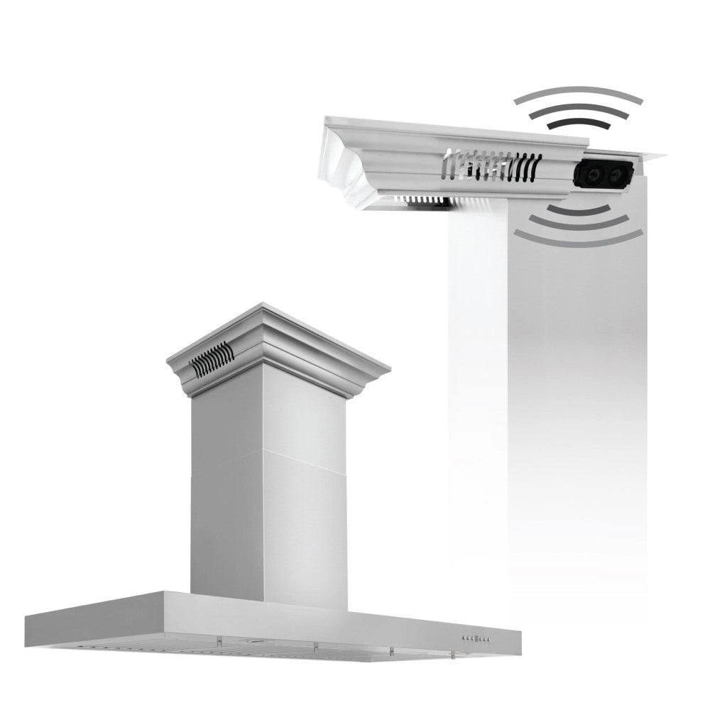 ZLINE Wall Mount Range Hood In Stainless Steel With Built-In CrownSound® Bluetooth Speakers (KECRN-BT)