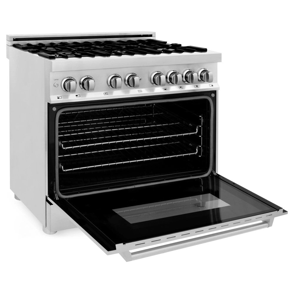 ZLINE 36" Dual Fuel Range with Gas Stove and Electric Oven in Stainless Steel with Color Door Options (RA36)