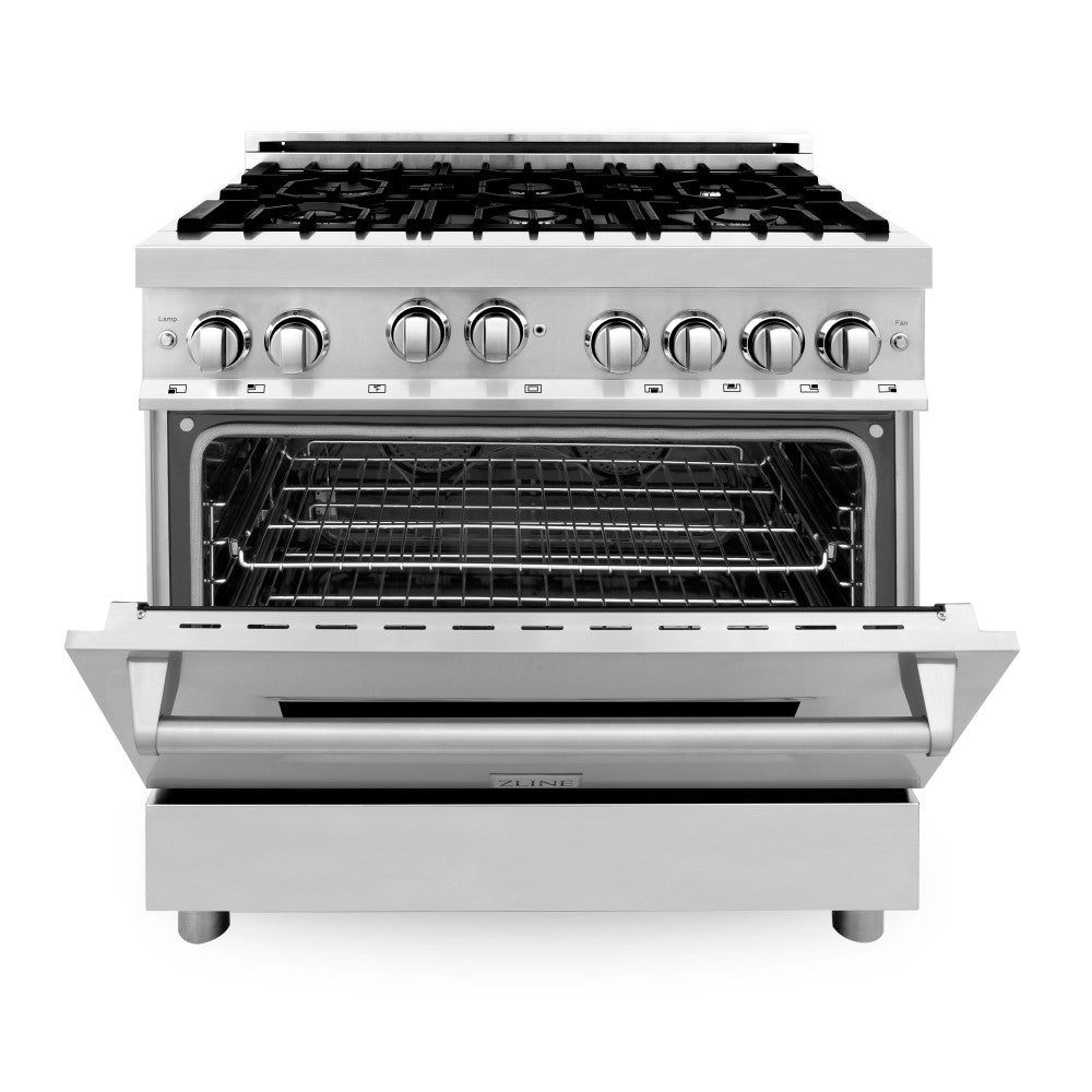 ZLINE 36" Professional 4.6 cu. ft. 6 Gas on Gas Range in Stainless Steel with Color Door Options (RG36)