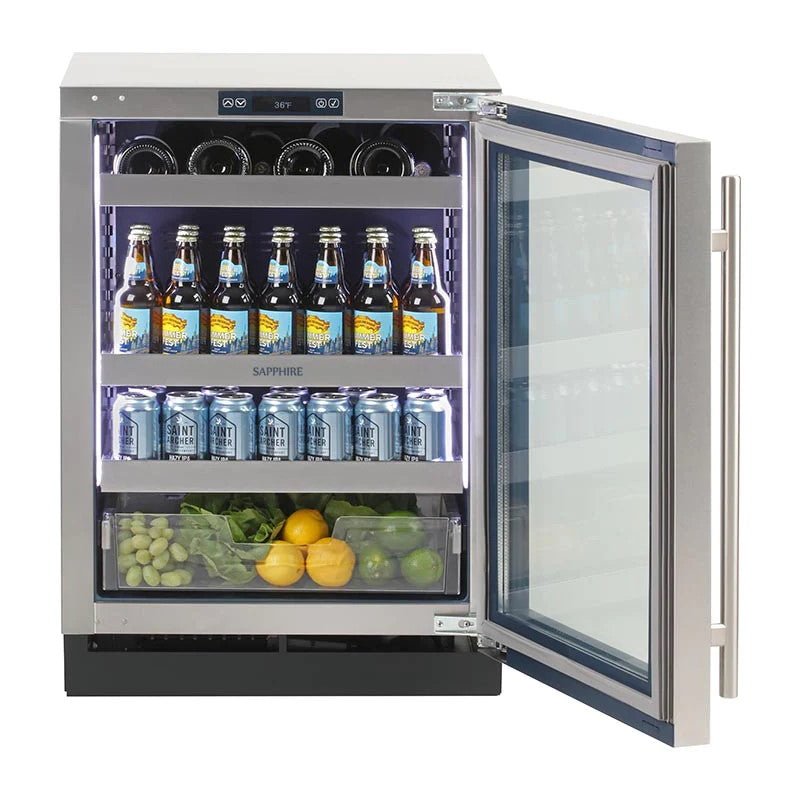 Sapphire Indoor  24" Beverage Center - Glass Door Refrigerator