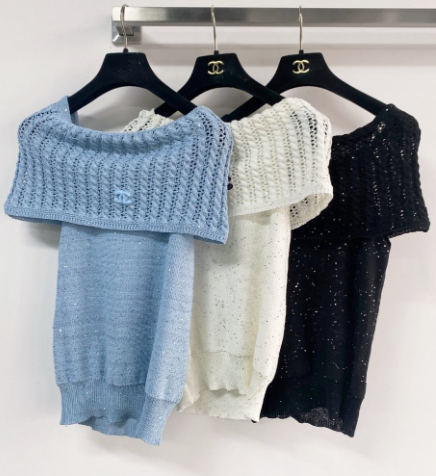 Chanel 2026 Off-the-shoulder Knitted Top Wool Cashmere