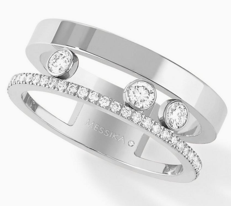 MOVE ROMANE PINK GOLD AND SILVER DIAMOND RING