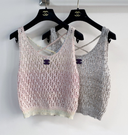 Chanel 2026 Vest Pink and Gray Wool Cashmere 166789