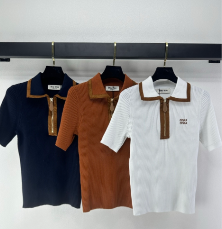Miumiu 2026 Half-zip Knit Polo Shirt Wool 362412