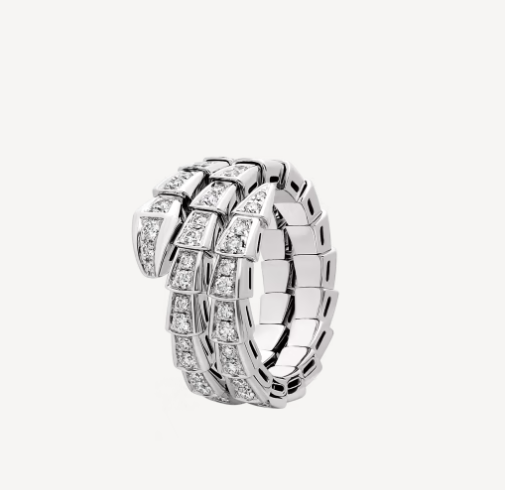 SERPENTI RING WHITE GOLD DIAMOND DOUBLE ROW