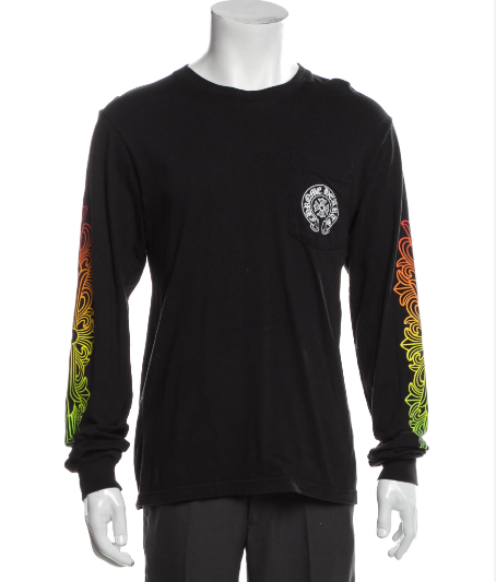 Chrome Hearts Floral Sleeve Gradient Long-Sleeve T-Shirt Black Cotton