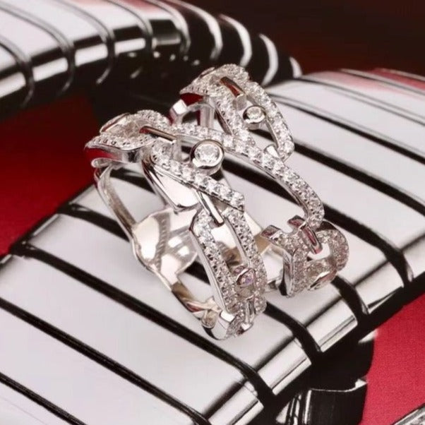 MESSIK DOUBLE ROWS RING SILVER DIAMOND