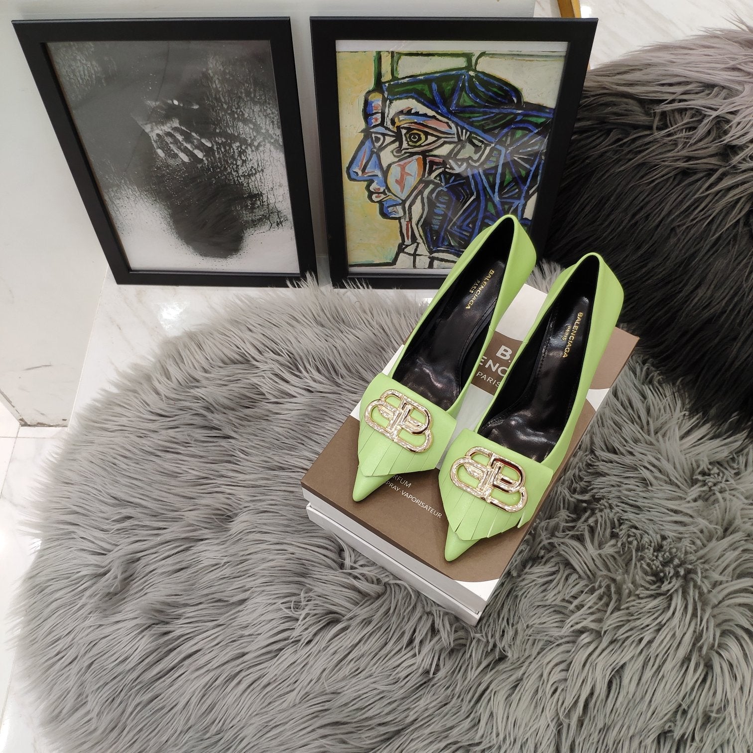 Balenciaga 26s Heel Pump 80 Double-B Cowhide 681296