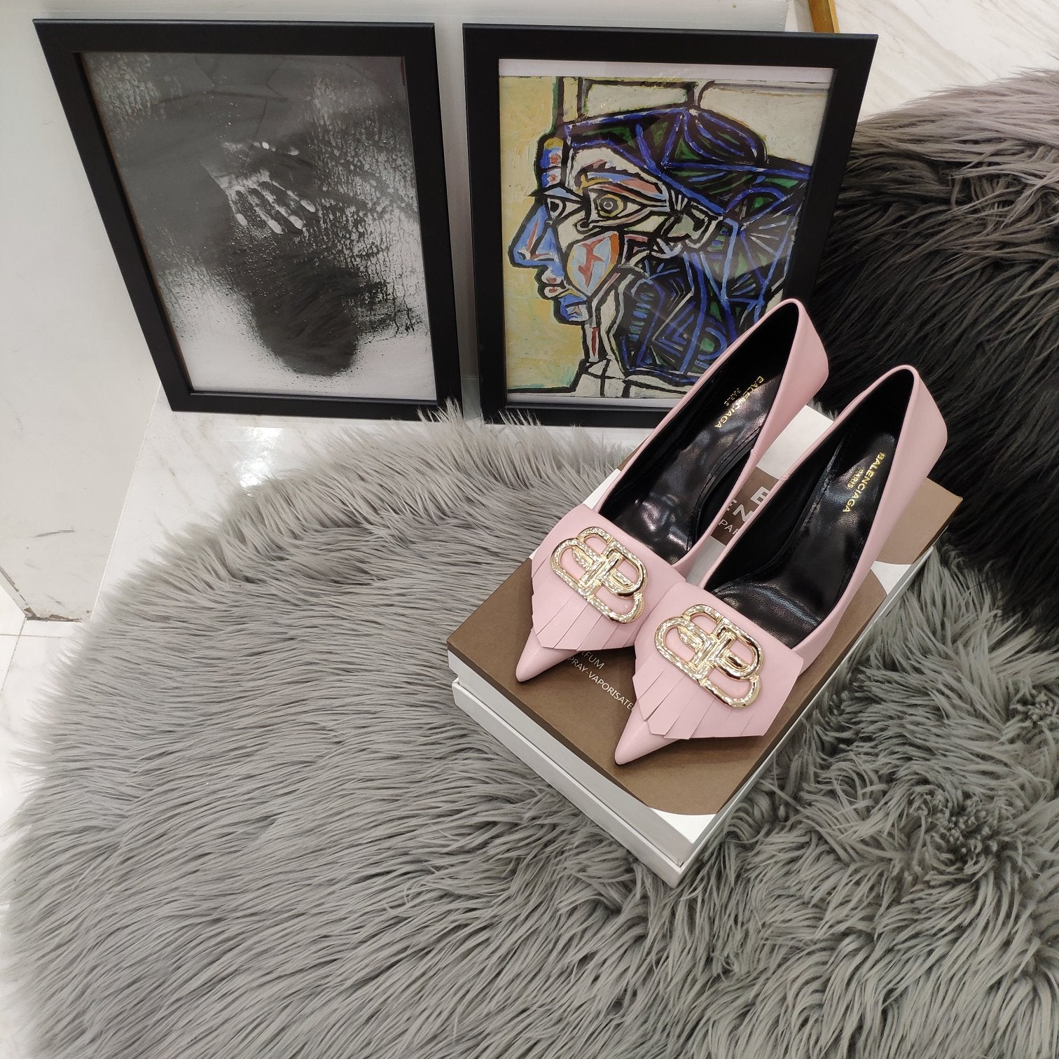 Balenciaga 26s Heel Pump 80 Double-B Cowhide 681296