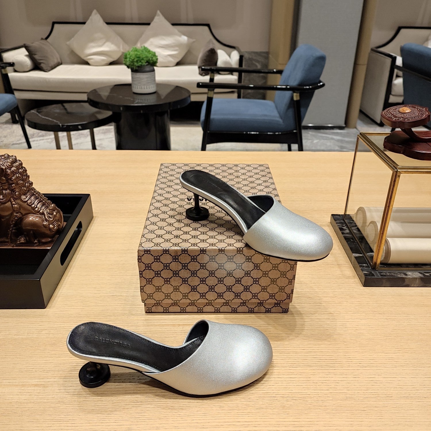 Balenciaga 26s Cup Heel Mules 45 Cowhide