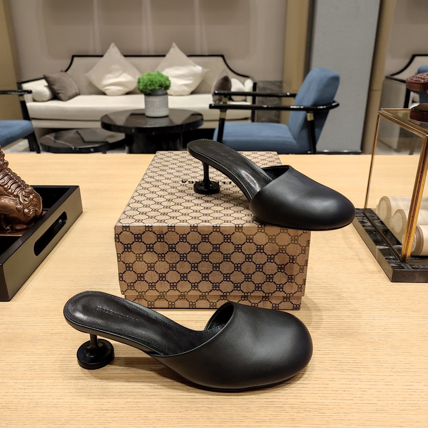 Balenciaga 26s Cup Heel Mules 45 Cowhide