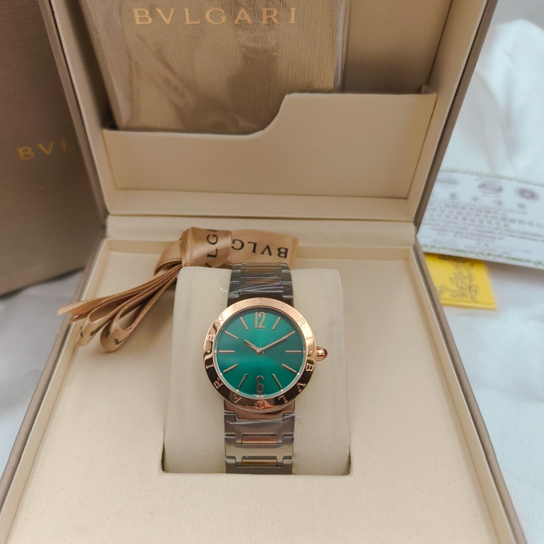 Bulgari 33mm Pink Gold Case Pink Gold Steel Bracelet