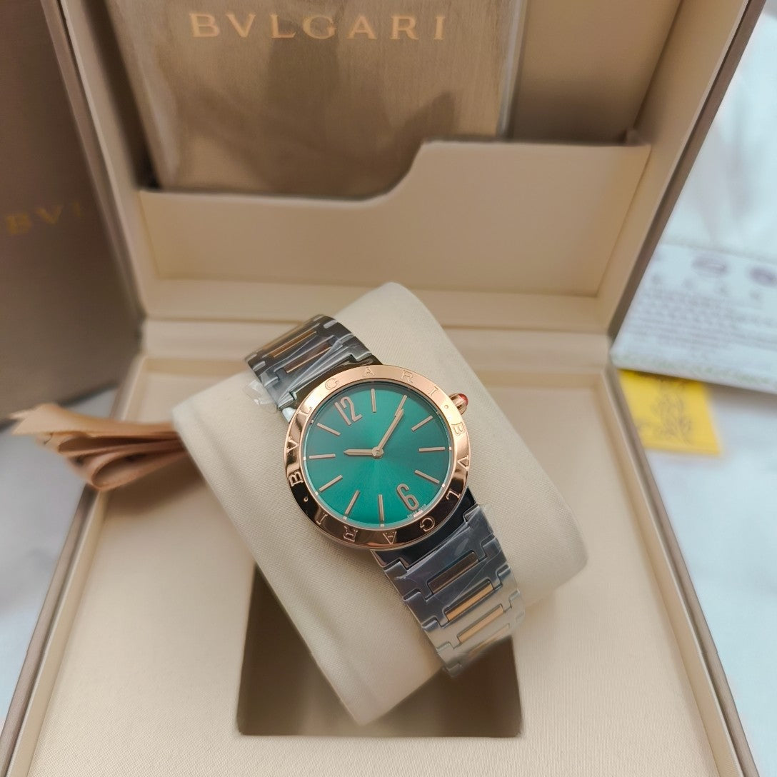Bulgari 33mm Pink Gold Case Pink Gold Steel Bracelet