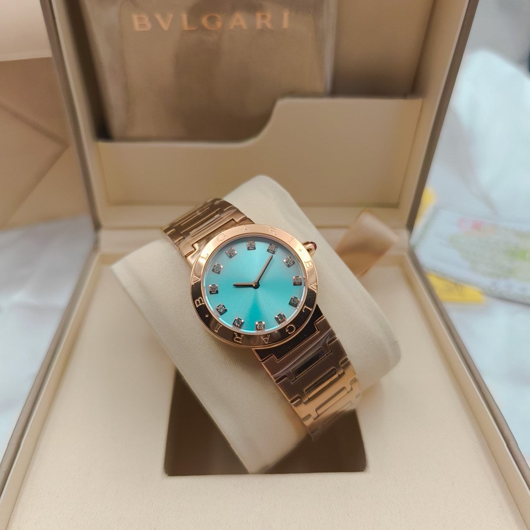 BVLGARI 33mm Diamond Numerals Pink Gold Case